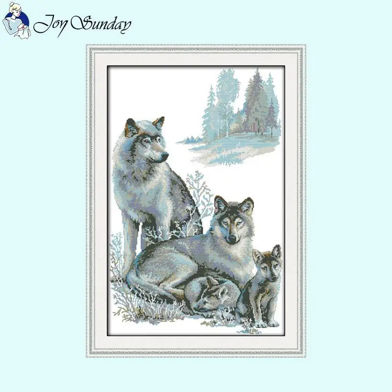 Wolf Series Animal Patterns Zestaw do haftu krzyżykowego Aida 14ct White 16ct 11ct Canvas Print Tkanina Zestaw do szycia DIY Haft Home Decor