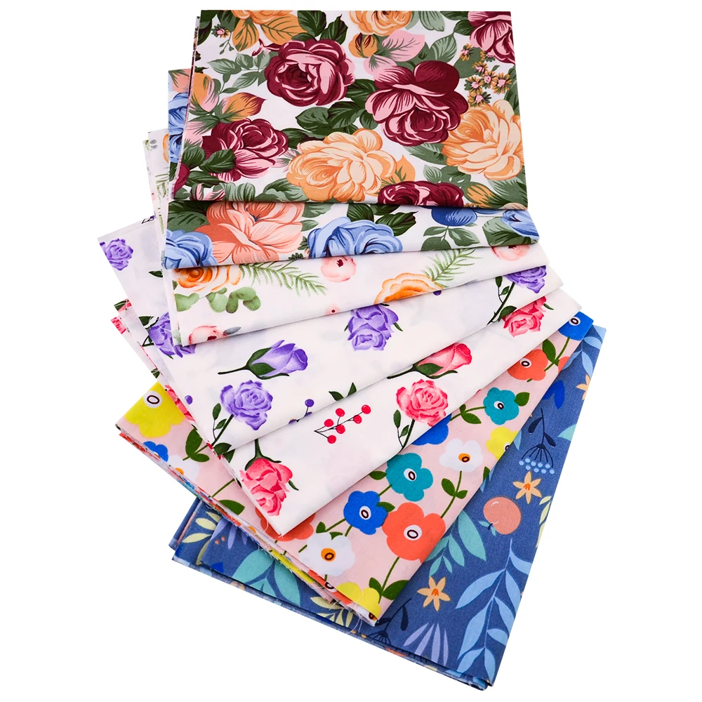 40/50*50cm 6-8 PCS Candy Color Floral Fat Quarter Fabric Bundles For Sewing Crafting DIY Quilt Cotton Cloth Needlework Patchwork