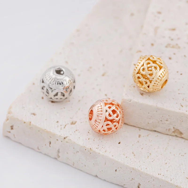 Spherical three-color hollow large-hole bead divider pendant bracelet stringing beads DIY accessory component