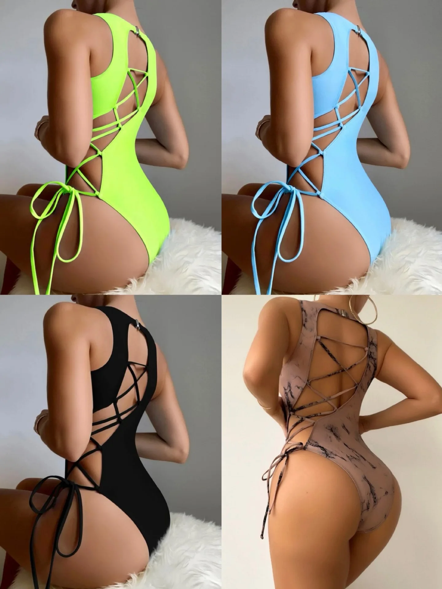 

2023 Sexy Bandage One Piece Swimsuit Women Strappy Swimwear Female Push Up Monokini Bathing Suit Beachwear Swimming Suit Bathers