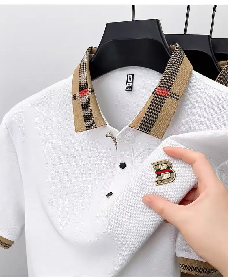 Fashionable men's classic brand original letter badge comfortable polo shirt summer exquisite new casual breathable short sleeve