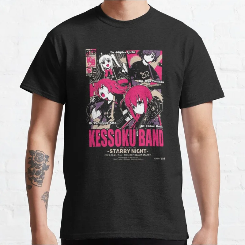 

Kawaii Animegirls Bocchi the Rock Kessoku Band Cute Manga otaku Short-sleeve crewneck T-shirt for men large size Adult Tops