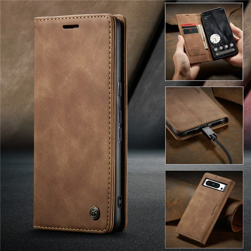 CaseMe High Quality Retro Magnetic Flip Leather Case for Google Pixel 9 Pro XL 7 6 Pro Wallet Card Cover Pixel 8A 7A Phone Coque