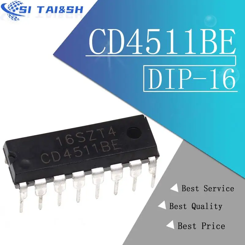 10PCS CD4511BE DIP16 CD4511 Encoder, decoder, multiplexer and demultiplexer BCD to 7 Segment New original molewei