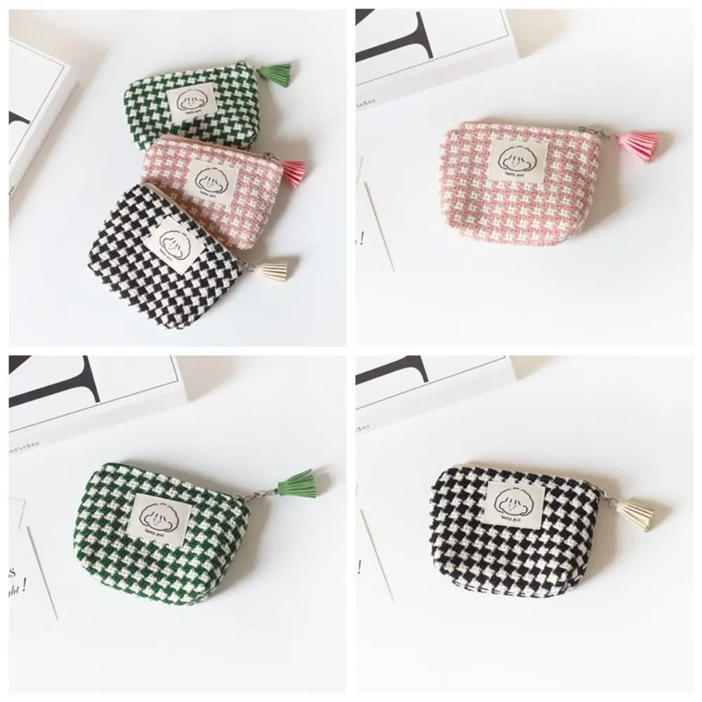 

Large Capacity Plaid Mini Coin Purse Plaid Makeup Bag Sanitary Napkin Storage Bag Cotton Cloth Small Item Bag Tampon Organizer