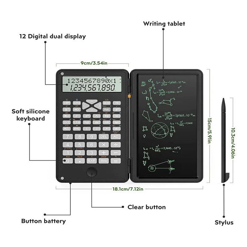 Calculator, Scientific Calculators 12-Digit Calculator Writing Tablet, Foldable Financial Calculator,For School Office