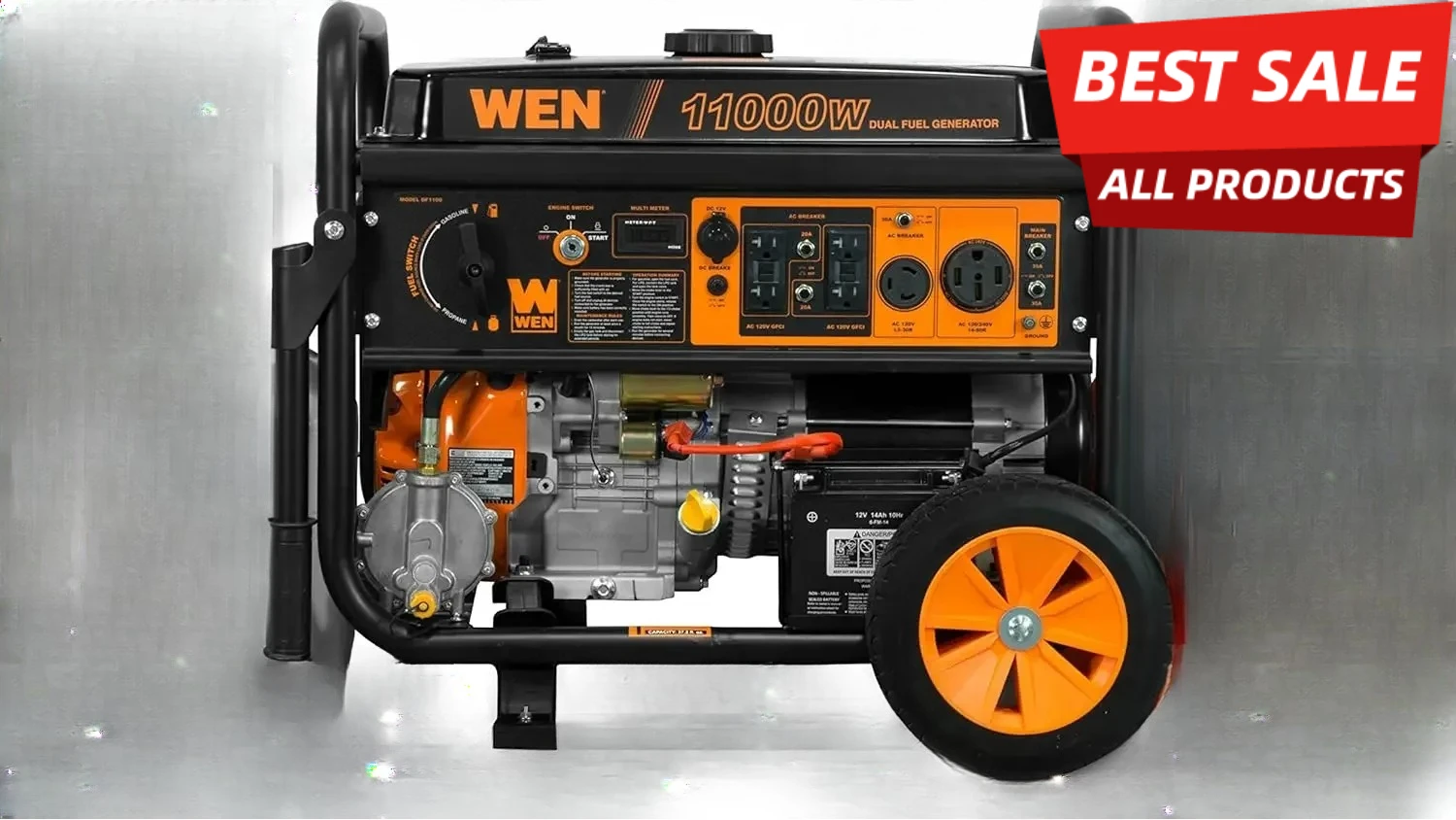 

[XMSJ-Limited Stock, Buy Now!]DF1100T 11000-Watt 120V/240V Dual Fuel Portable Generator with Wheel Kit and Electric Start - CARB