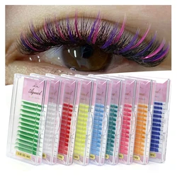 AGUUD Extensão de cílios coloridos UV, cílios individuais, falso vison, clássico, vermelho, verde, marrom, azul, roxo, rosa, cílios de maquiagem coloridos