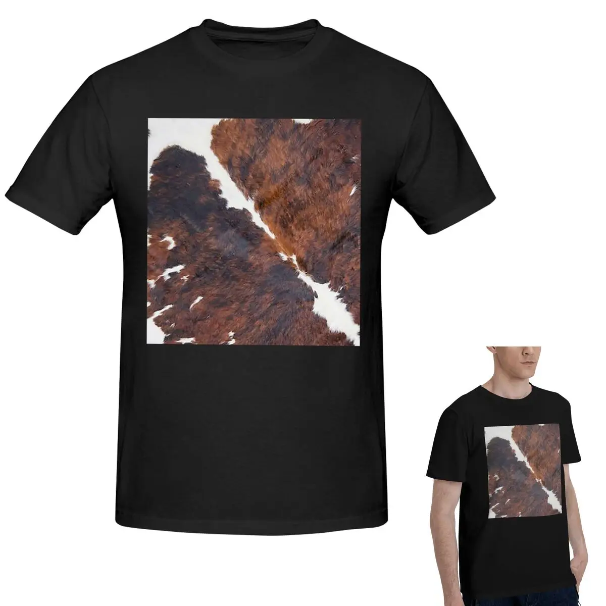 

Stylish Cow Fur Cowhide Texture Cow Skin Print Patter T-Shirt Men's Funny Oversized T Shirt Men O-Neck Summer Shirts Tops S-6XL
