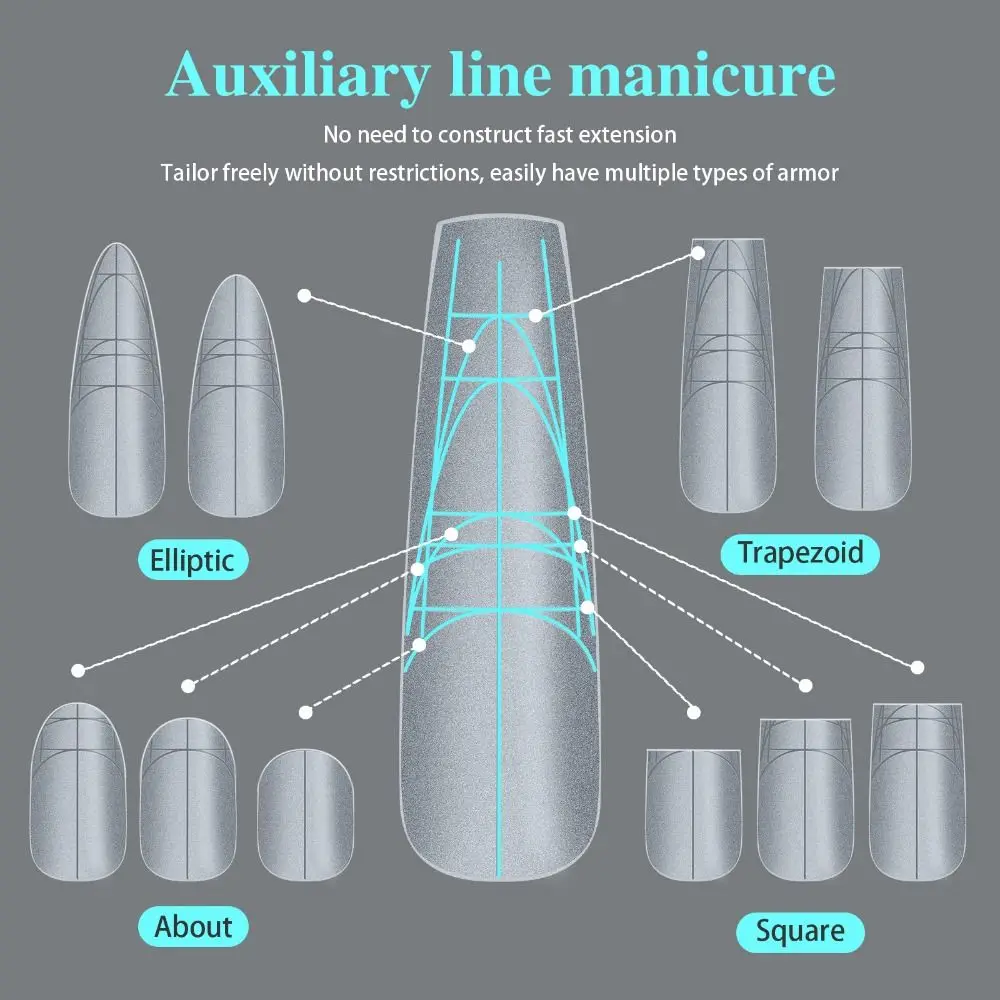 

Ультратонкие двусторонние накладные ногти с вспомогательной линией, без следов, прозрачные накладные ногти для наращивания