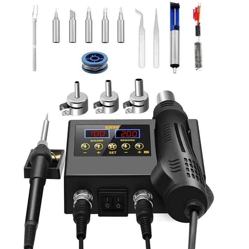 8898 vs 8586D 700W Portable Digital LCD Display Hot Air Rework Gun Soldering Station for Phone Laptop PCB Repair