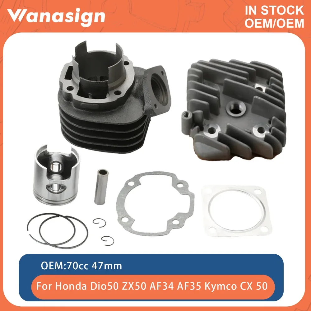 Motorfiets Cilinder Zuiger Ring Pakking Kit Big Bore 47mm Fit Dio 50 70cc For Honda Dio50 AF34 AF35 ZX50 ZX70 2-Stroke 1993-2000