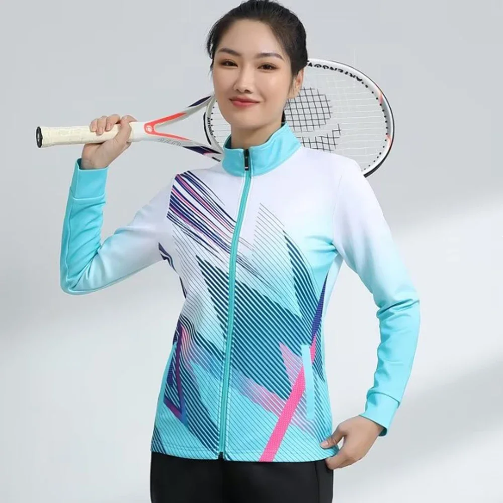 

Новинка осени и зимы, мужская и женская теннисная куртка с принтом, с длинным рукавом, куртка для настольного тенниса, пинг-понга, бадминтона, спортивная одежда для пар