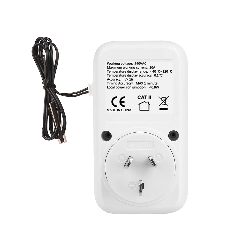 Picture 7: Digital Temperature Controller Socket EU/AU/UK Plug Outlet with Timer Sensor Probe Heating Cooling Switch Backlight LCD Display