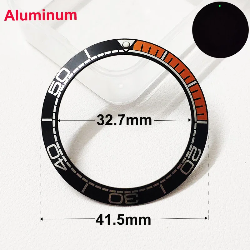 Sloping Ceramic/Aluminum Luminous Bezel Insert 41.5mm * 32.7mm Fit For 43.5mm Men Sea Master Watch Ring Replacement Accessories