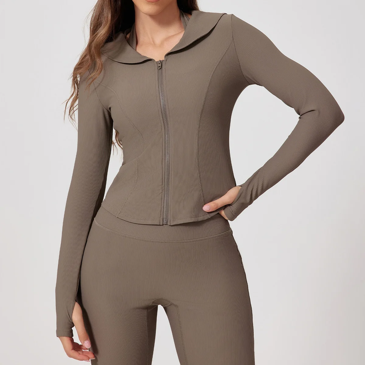 

Yoga Shirt Gym Top Women Zipper Long Sleeve Sports Jacket Fitness Activewear Running Coats Push Up Workout Clothes Woman Jacket