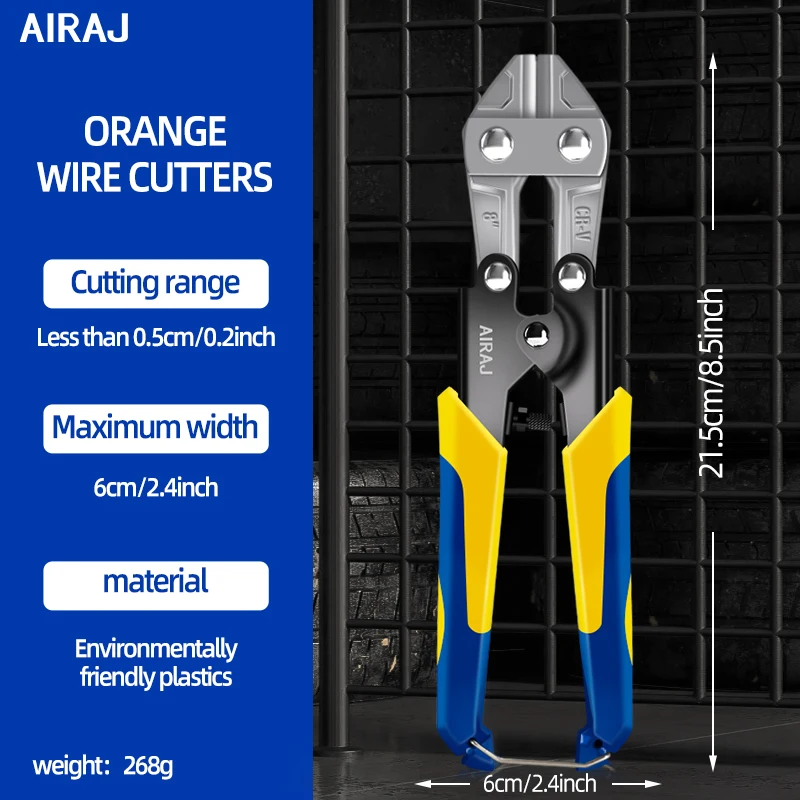 AIRAJ Mini Bolt Cutter, Made Of Chrome-Vanadium Alloy Steel, Fast And Sharp, Labor-Saving Operation, Used To Cut Wire, Bar Steel