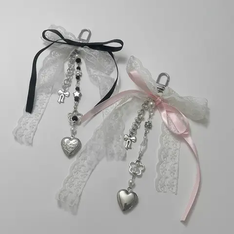 Y2K Phone Charm Bow Heart Star Keychain Pendant Kawaii Key Chain Bag Phone Chain Cute Accessory For Girls Women Jewelry