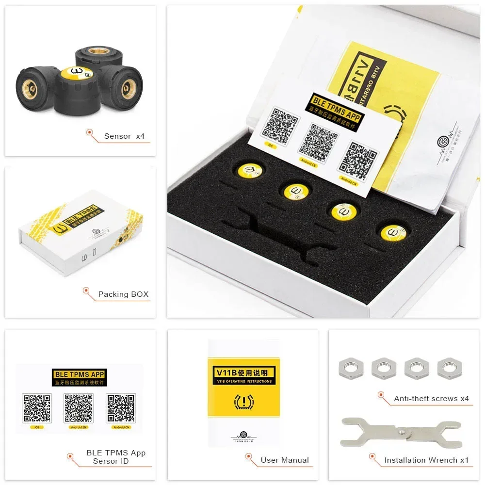 

Android IOS BLE TPMS Sensor Car Tire Pressure Sensor Car Motorcycle BT 4.0 External Alarm Tyre Monitor Tool Waterproof Universal