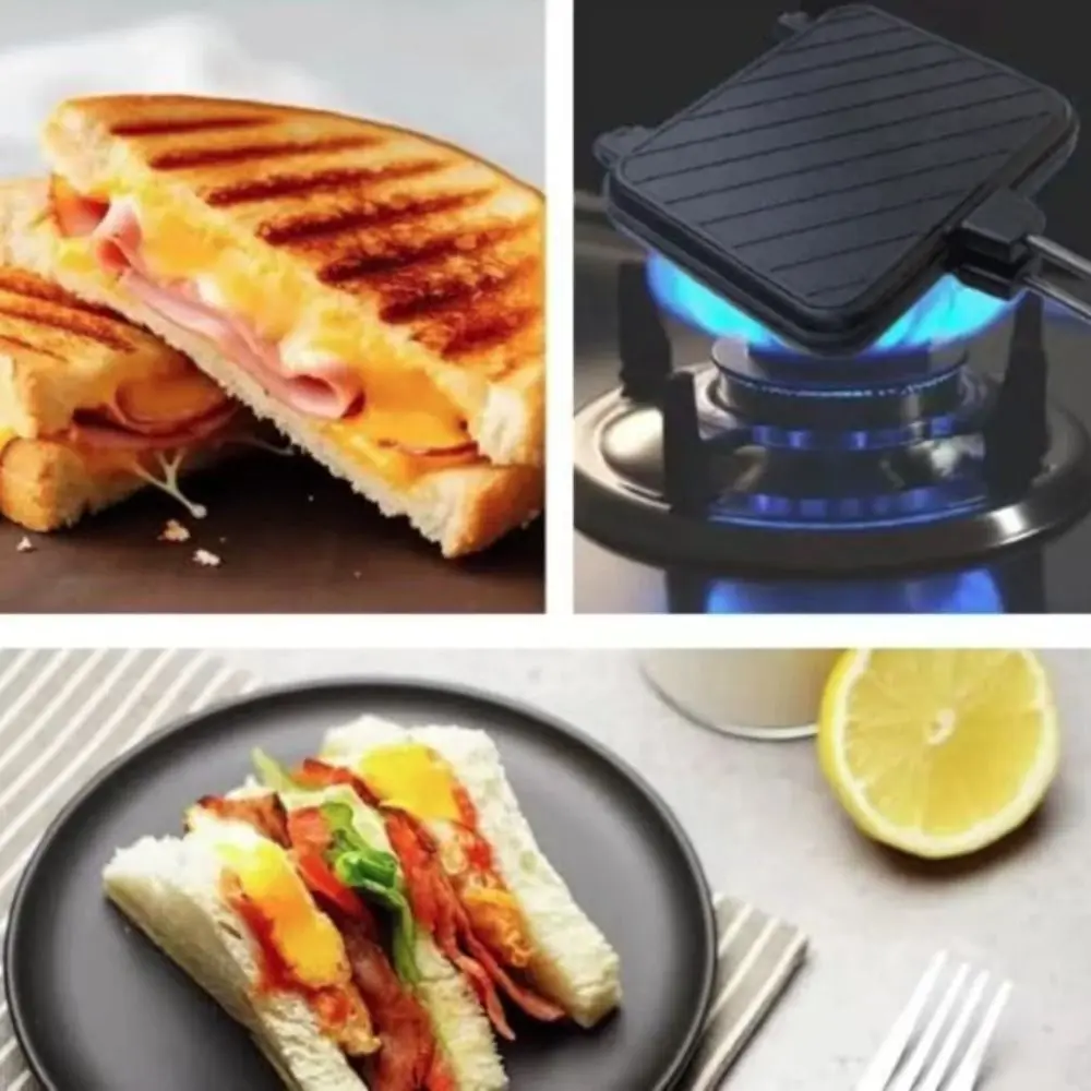 

Kitchen Cookware Non-stick Double Sided Frying Pan Aluminum Evenly Heated Sandwich Maker Heat-resistant Breakfast Machine BBQ