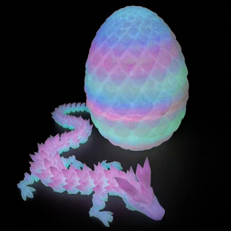 Drago di cristallo stampato in 3D Uovo di drago Drago luminoso Ornamento luminoso Decorazione Giocattoli per bambini Regali di compleanno per bambini