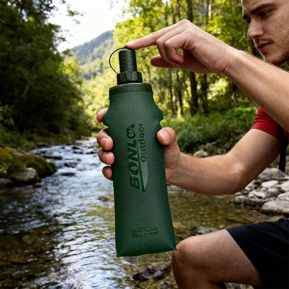 Zusammenklappbare TPU-Wasser-Softflasche – tragbare 250 ml/500 ml BPA-freie, auslaufsichere Flasche für Trailrunning und Outdoor-Sportarten