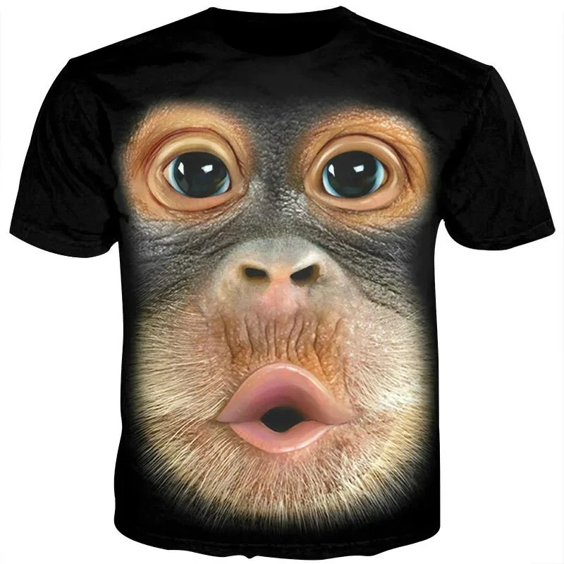 Printed Men\'s T-shirt Funny Monkey Fashion Trend Harajuku Animal Top Summer Leisure O-Neck Short Sleeve Plus Size Men\'s Street F