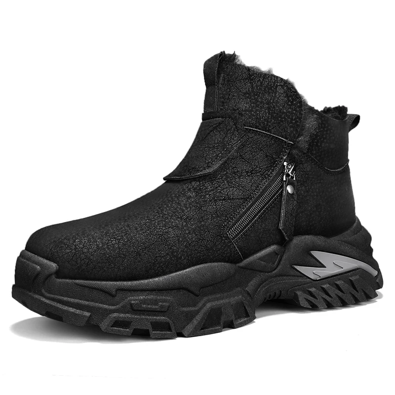 VIPOL Botas de nieve informales altas, de forro polar y gruesas, botas cálidas y zapatos de trabajo antideslizantes para otoño e invierno