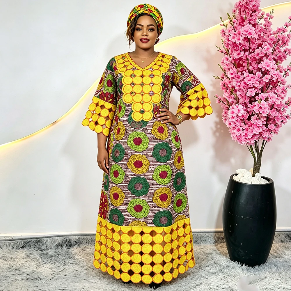 Plus Size African Clothes for Women 2026 New Fashion Dashiki Ankara Print Robe Bazin Rich Design Wax Wedding Party Dresses