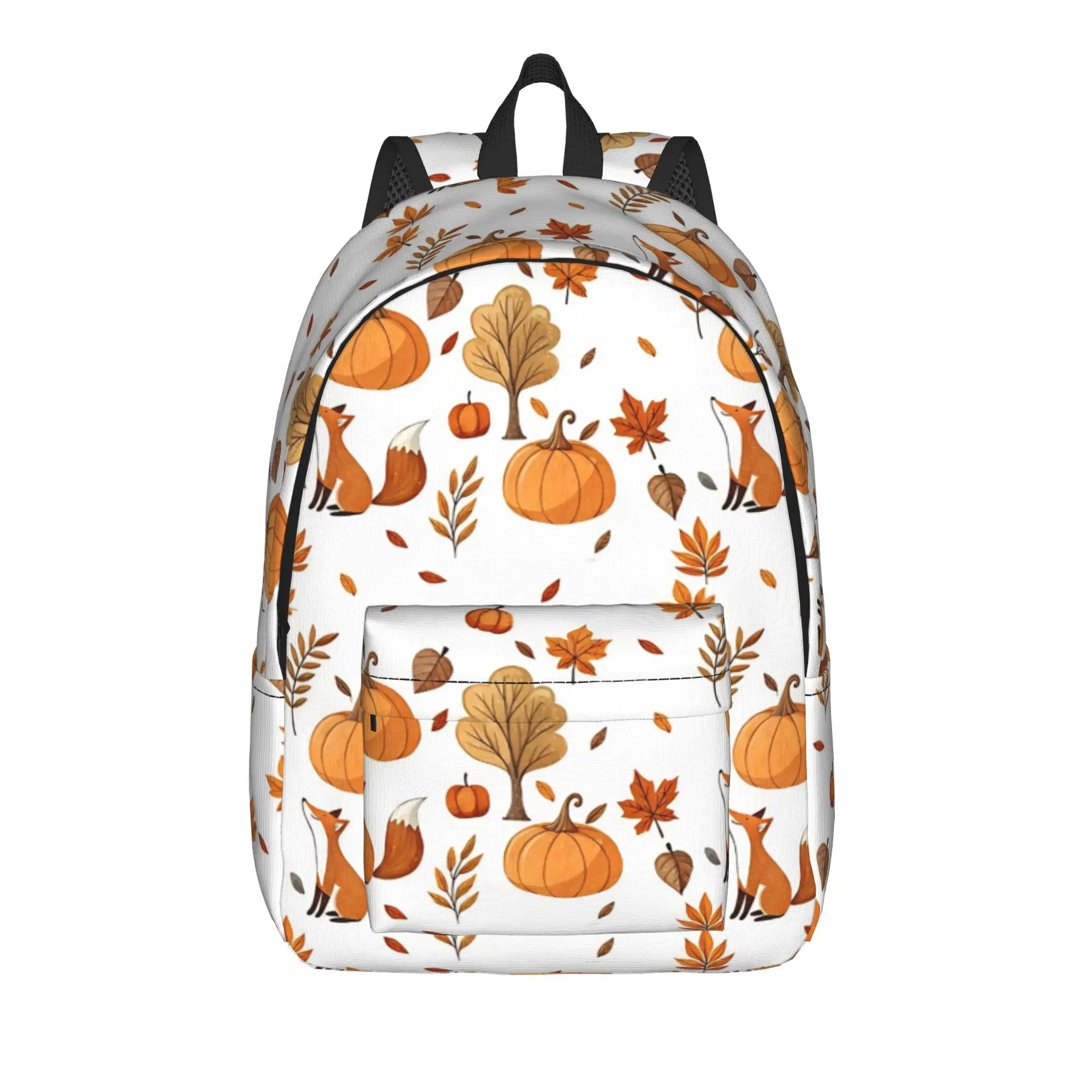 A cute pattern for fall  Fashion Backpack Outdoor High School Hiking Travel Foxes Autumn Partten Daypack Laptop Shoulder Bag