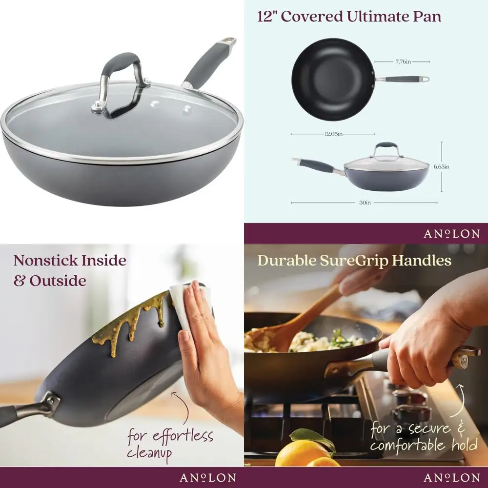 

12-Inch Nonstick Ultimate Pan/Saute Pan, Advanced Home Hard-Anodized Moonstone Color, High-Quality Cooking Essential