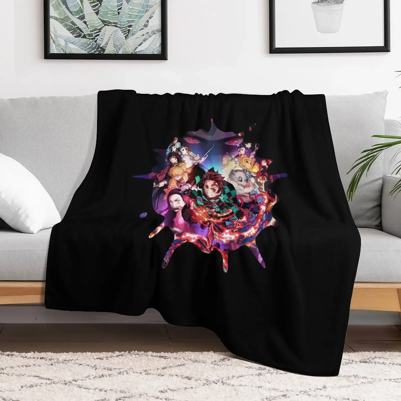 Demon Kimetsu Slayer Adventure Anime Tanjiro Kamado Throw Blanket Flannel Fabric For Decorative Sofa Picnic Blankets