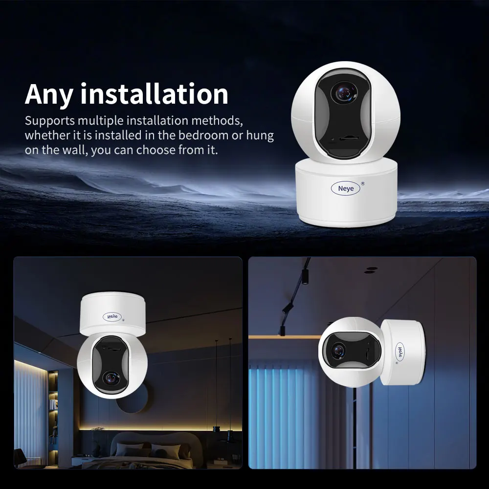 N_Eye 8MP 4K WiFi Câmera de segurança Home Indoor Baby Monitor Câmera IP panorâmica de 360 graus Ai Rastreamento automático
