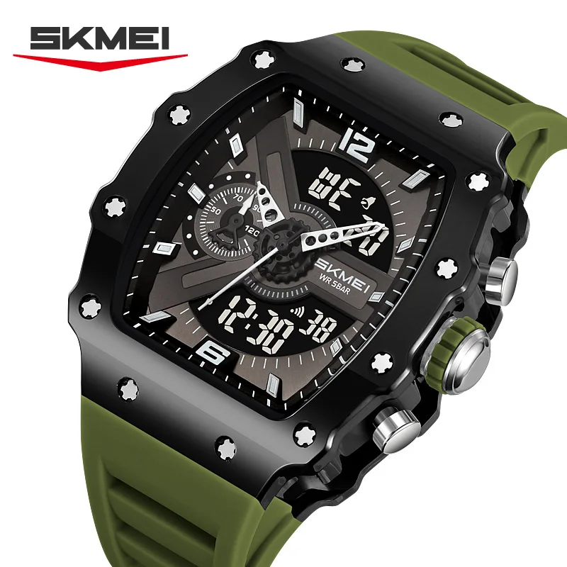 

SKMEI 2398 Fashion Electronic Watches for Man Calendar Alarm Luminous 50M Waterproof Dual Display Sports Casual Men Wristwatch