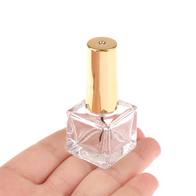 Botellas Vacías de esmalte de uñas con cepillo redondo, contenedor de cosméticos de vidrio transparente pequeño, botellas de pegamento rellenables para esmalte de uñas, 8ml