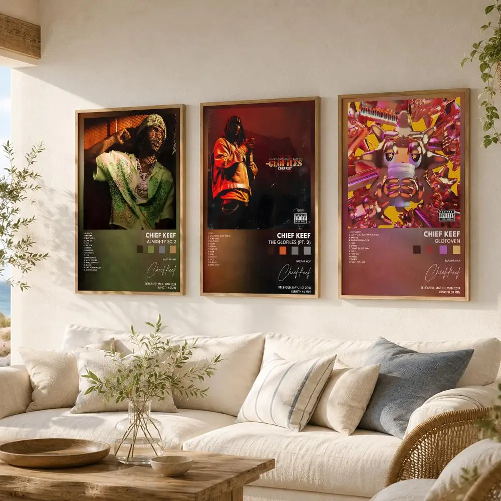 C-Chief Keef Album Poster Wall Stickers Self Adhesive Painting HD Art Decals for Bedroom Living Room Home Decor