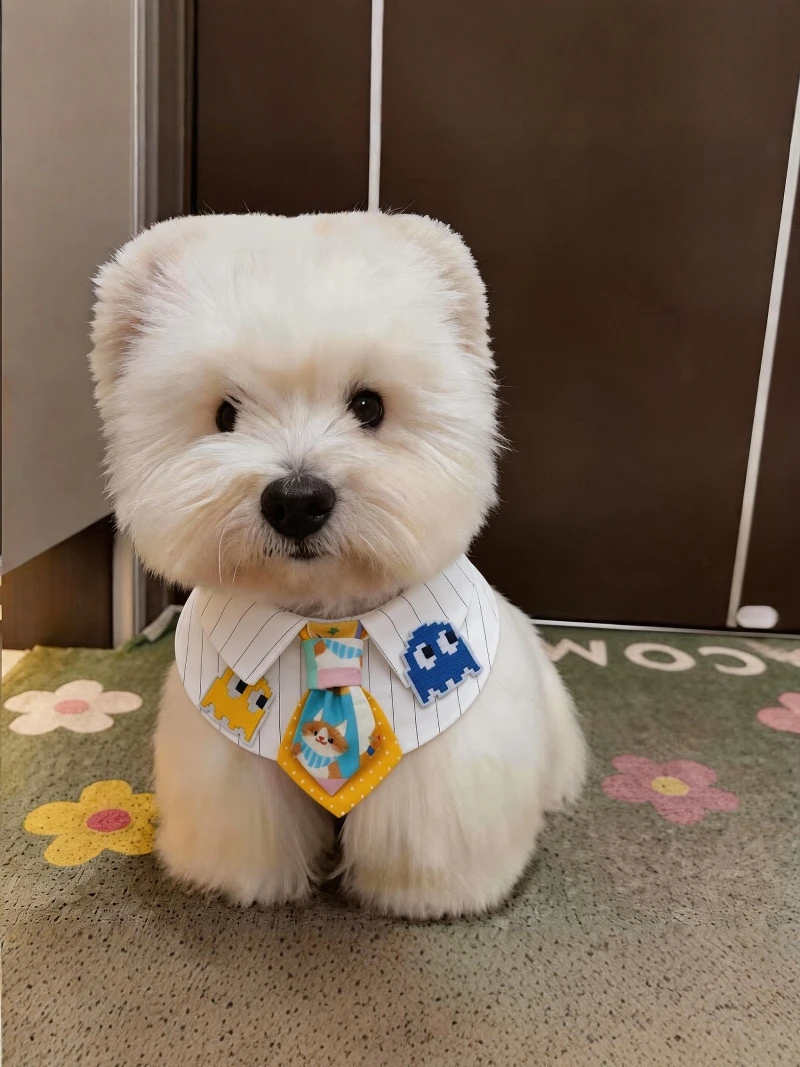 Pixel Pet Scarf Dog Saliva Towel  Necktie Bichon Scottish Small Dog Photography Accessories Bib Scarf  Dog Bandana