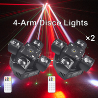 2Pack 4-Arm DJ Party Light 48W Beam Mobile Head DMX512 Mini Moving Head Rotating Disco Lights LED Strobe Effect RGBW Stage Light