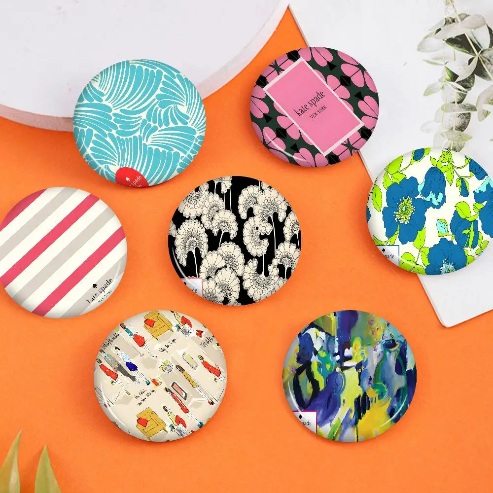 K-Kate S-Spade Creative Pins Funny Round Snap-in Brooch Badge Backpack Hat Accessories Jewelry Gifts For Friend