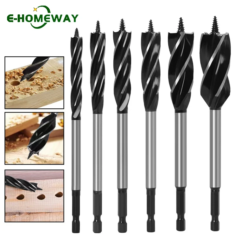 

10 мм-35 мм деревообрабатывающее спиральное сверло для быстрой резки, четыре слота, четыре лезвия, шнек, плотник, столярный инструмент, набор сверл для костюма для резки дерева