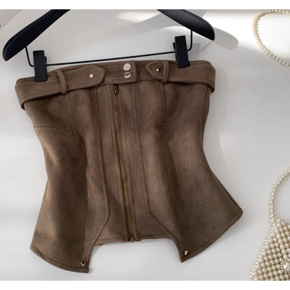 

Chic Off Shoulder zipper solid Camis Fashion Tank Top Women Summer Crop Top Hotsweet Streetwear