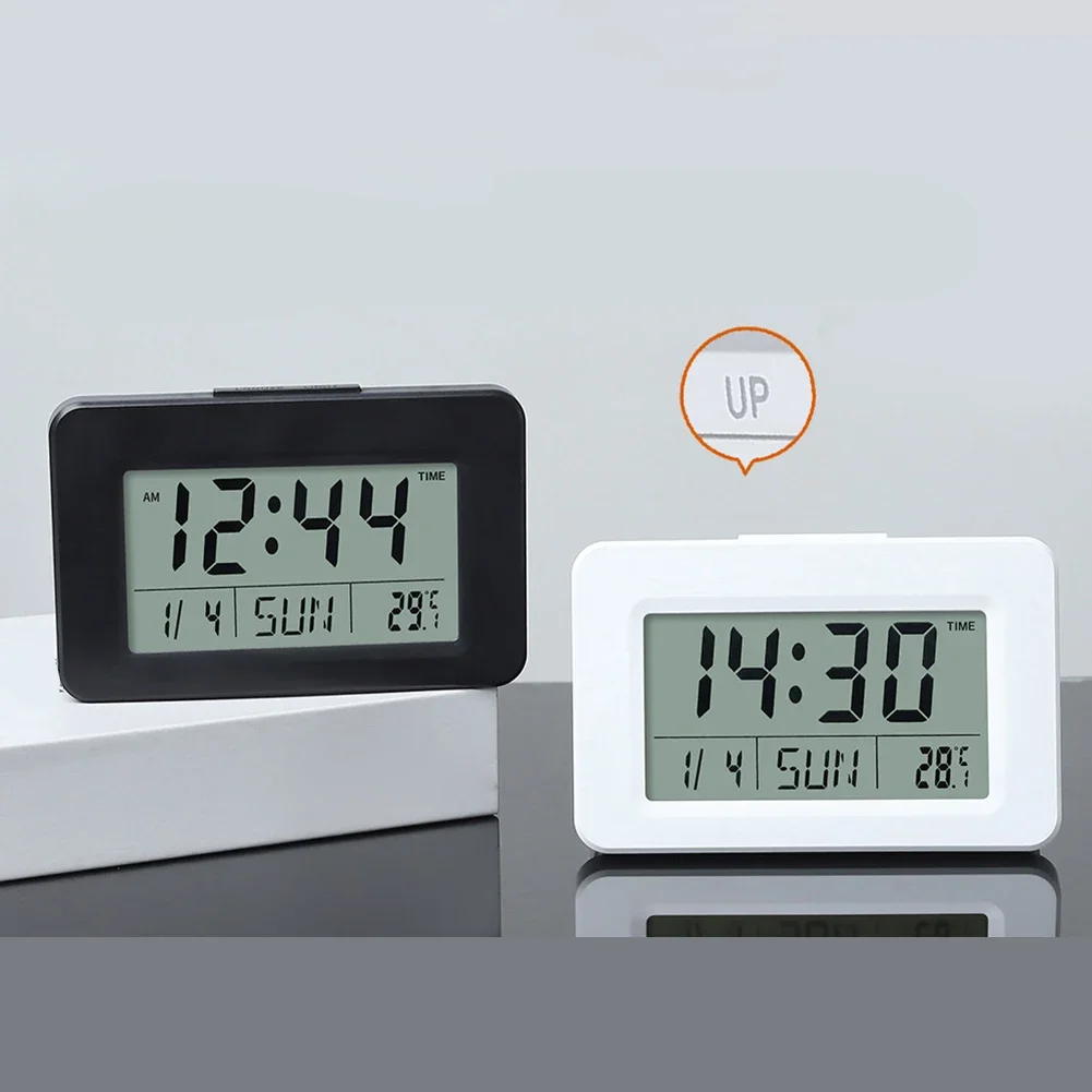 Temperature Display LCD Digital Clock Continuous Calendar Time Date Day Display Built-in Digital Thermometer 12 24 Hour Format