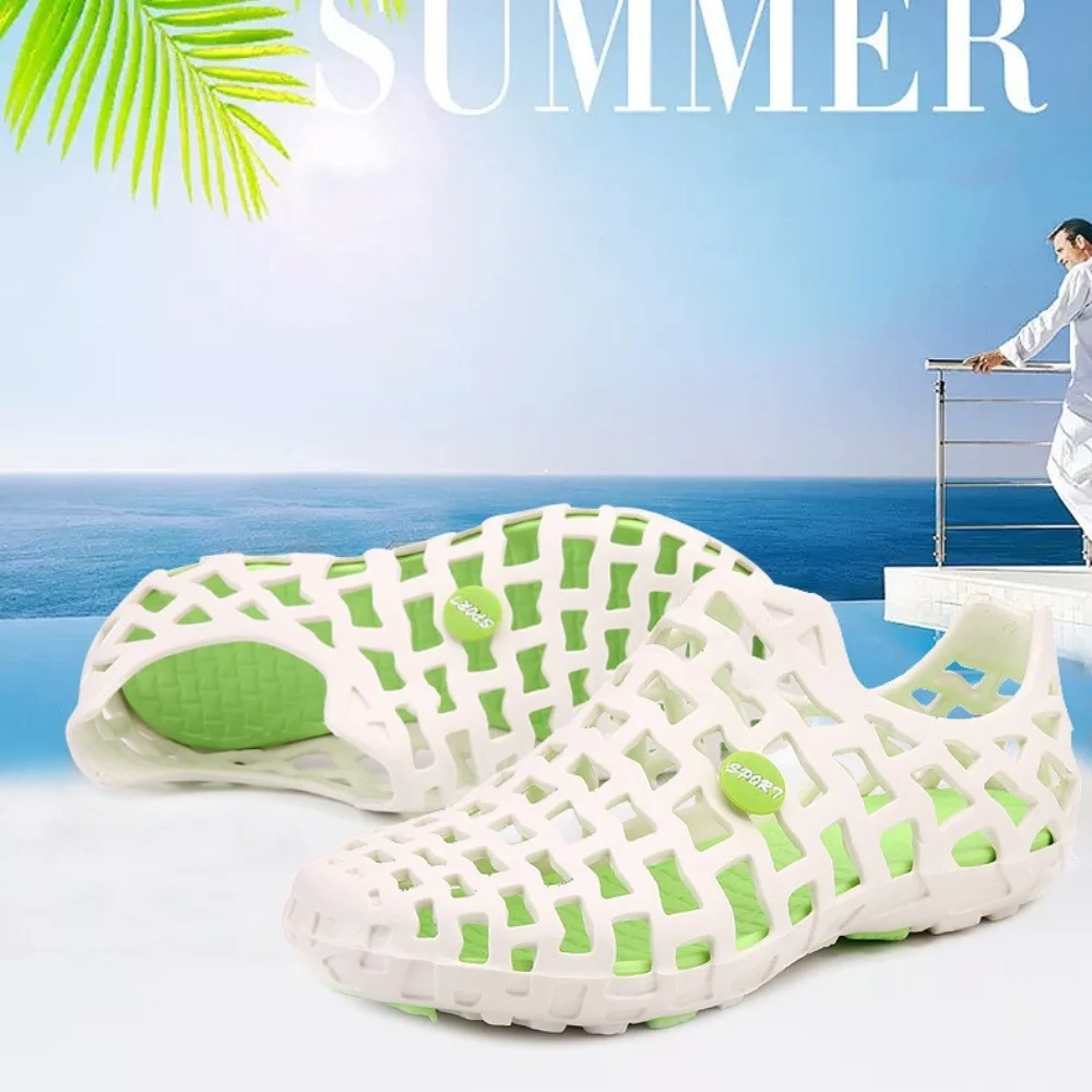 Wydrążone męskie buty rekreacyjne lekkie Unisex damskie sandały oddychające płaskie kapcie plażowe Outdoor