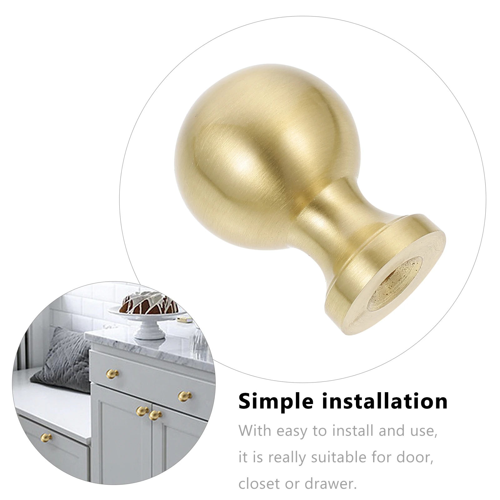 

2 Pcs Cabinet Drawer Handle Renovation Pull Knobs for Wardrobe Single Hole Modern Handles Round Door Brass Golden Dresser