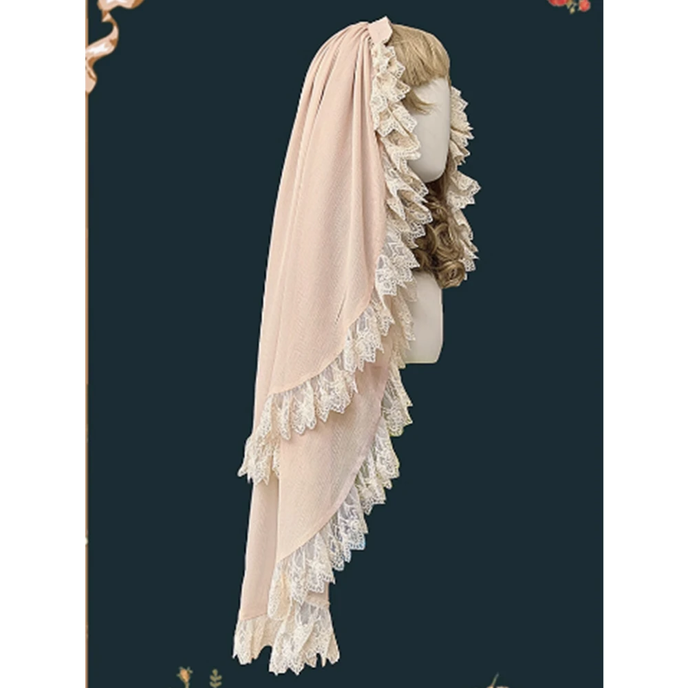 الحلو فتاة القوطية الأسود لوليتا الحجاب الكوع طول شبكة الطبقات الحجاب تأثيري اكسسوارات للنساء القبعات #3