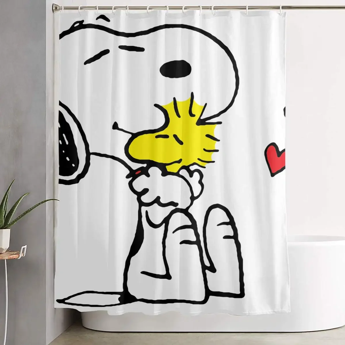 Black and White Mouse Design Shower Curtain Waterproof Fabric for Bathroom Decoration