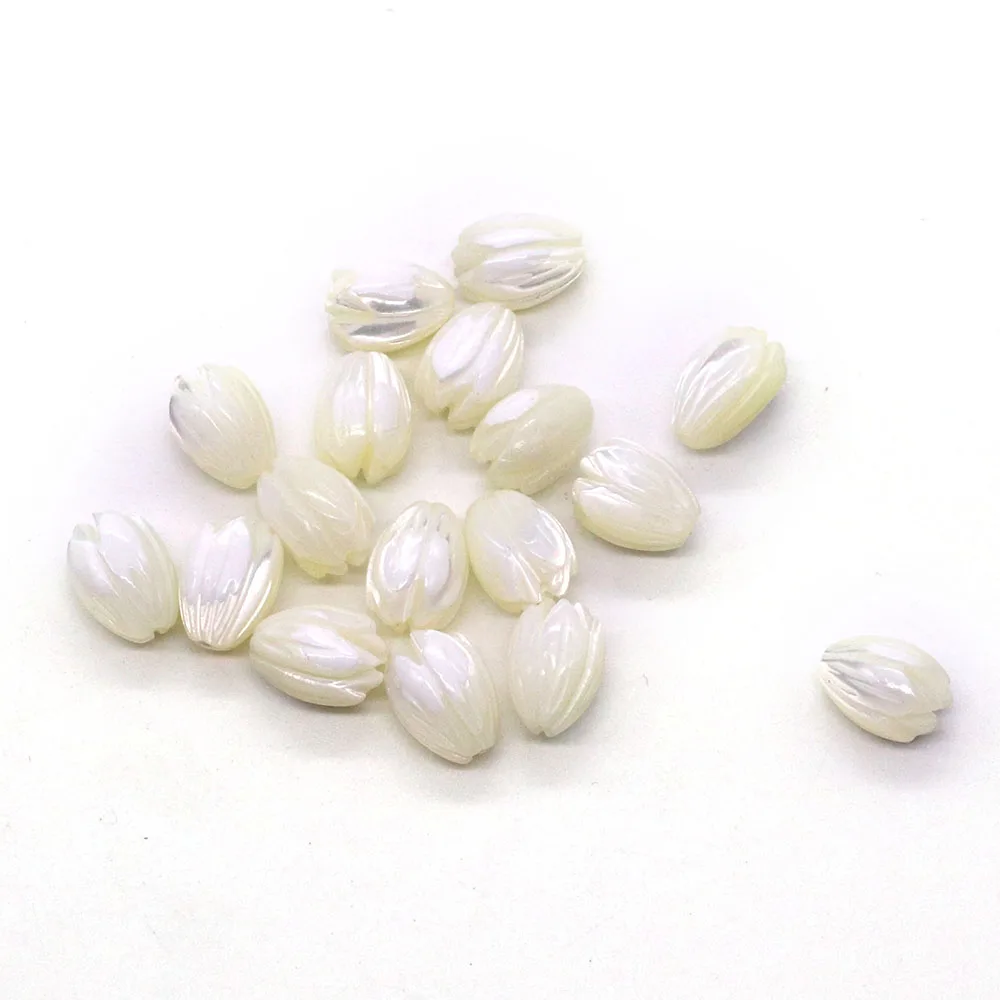 Natural Seawater Shell White Carved Orchid Beads 7x10mm Made of High Quality Fashion Charm Jewelry DIY Necklace Earring Bracelet