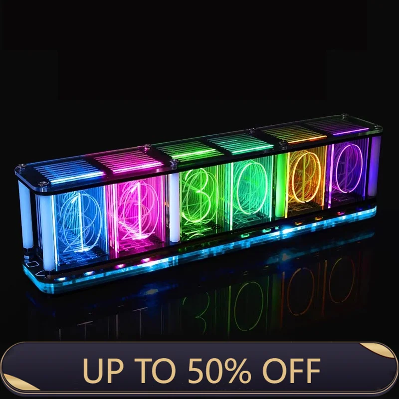 Glow Tube Clock Kit DIY Electronic Digital Clocks Loose Parts Creative Retro RGB Light Modern Desktop Decorative Ornament