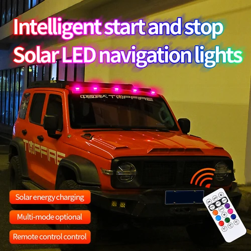 Imagen 2 del producto 1/2/4x Luces solares inalámbricas sin taladro para techo de camión Luces de cabina de camión alimentadas por energía Solar Sensor automático Luces para Techo de Carro