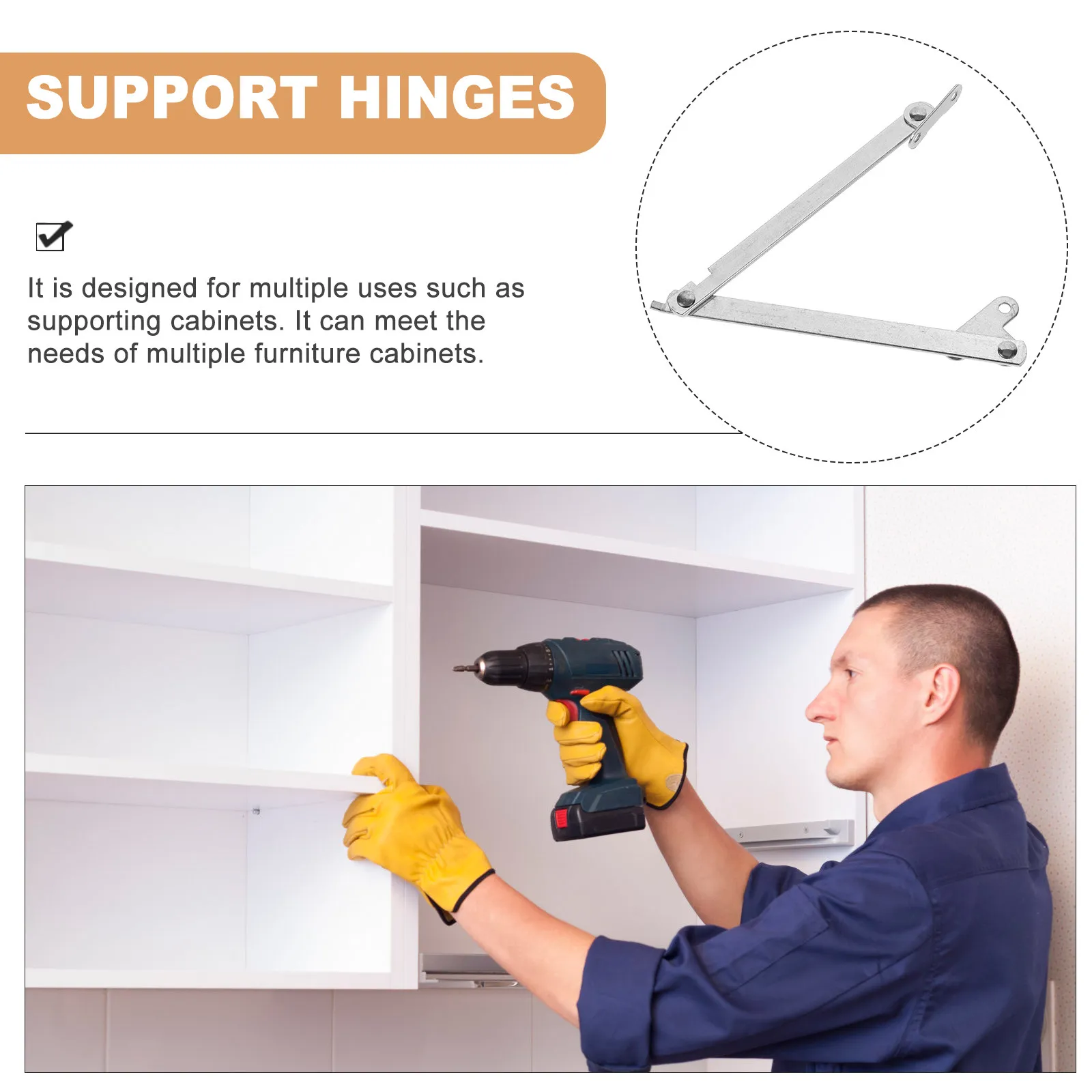 4Pcs Versatile Metal Support Rods Cabinet Pull Rod Adjustable Stay Support Hinge for Kitchen Furniture Wardrobe Shelf